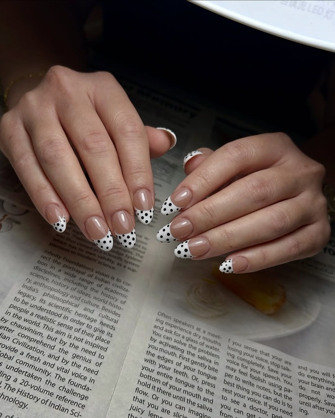 Polka dot french tip nail art